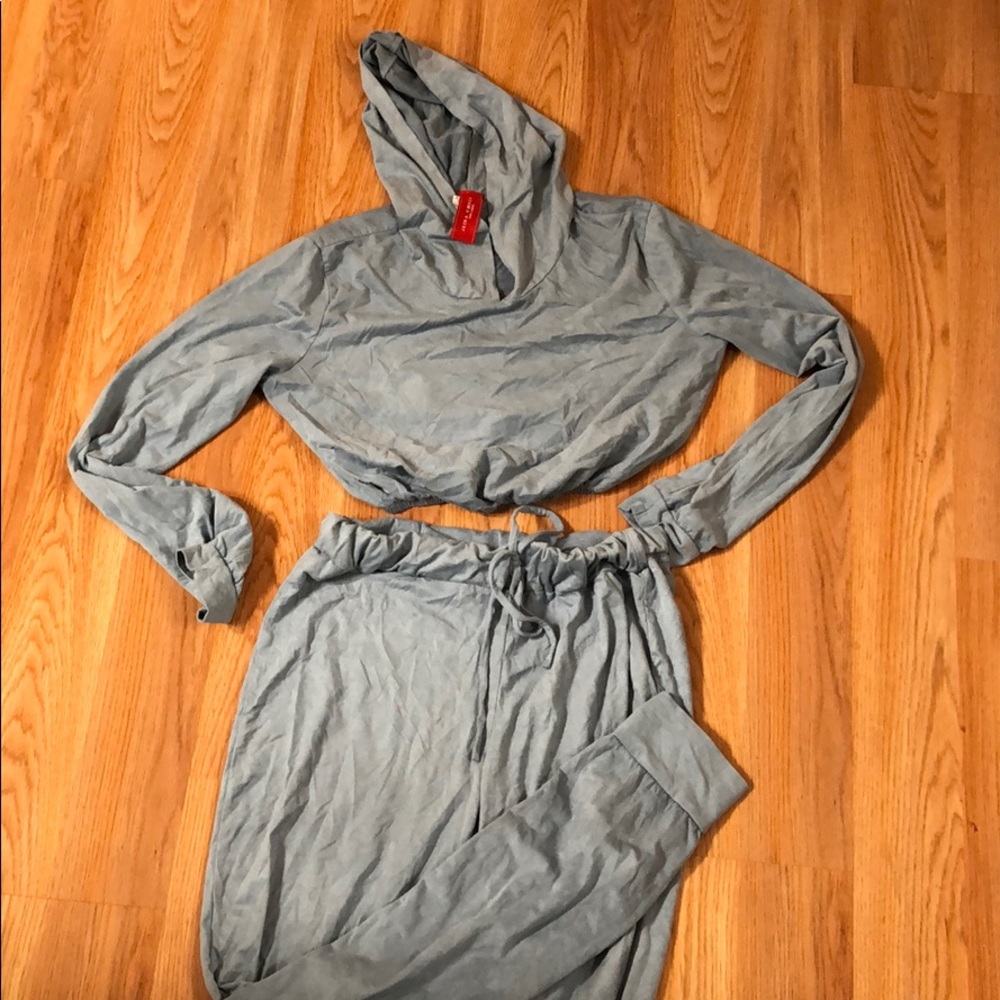 Akira red label velvet crop top set